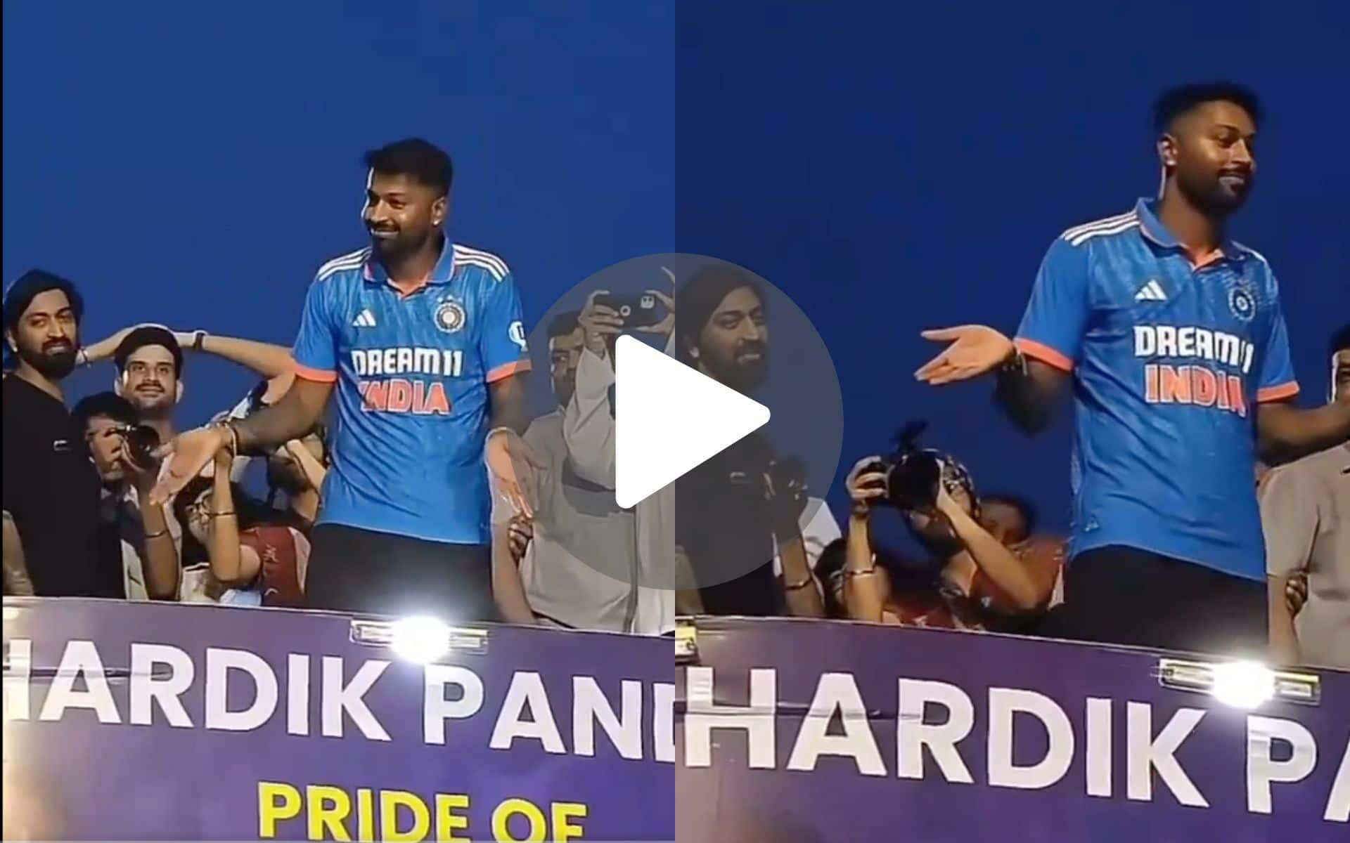 [Watch] Hardik Pandya Strikes His Signature Pose During 'Road Show' In Vadodara